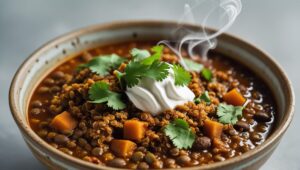 High-Protein Vegan Chili with Lentils and Quinoa