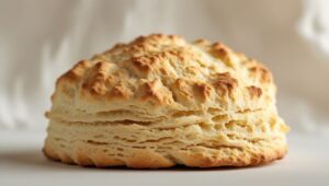 Freshly baked biscuit on a plate – this biscuit recipe is keto, low FODMAP, and gluten-free.